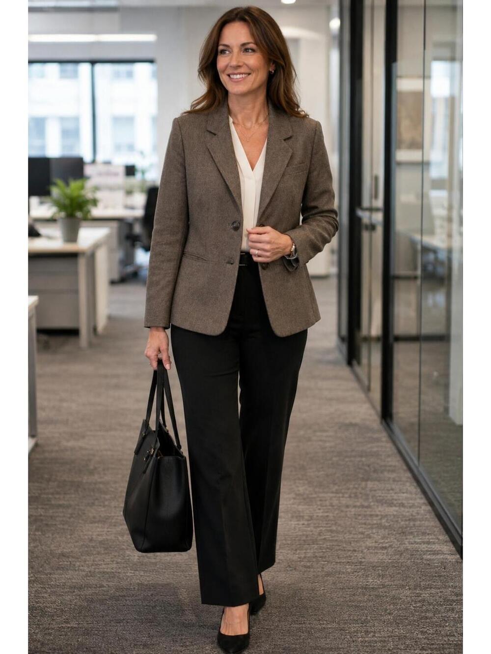 Le Suit Women's Size 12 Brown Tailored Career Blazer Office Chic Jacket￼